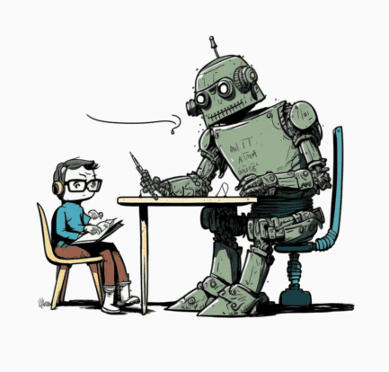 Bot and human taking notes together